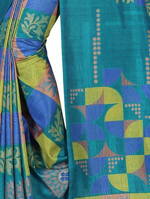 checkered printed saree with blouse - 16702443 - Standard Image - 2