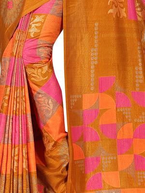 checkered printed saree with blouse - 16702447 - Standard Image - 2