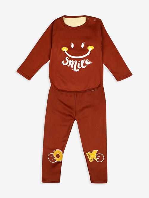 brown cotton pyjama set nightwear - 16703040 - Standard Image - 1