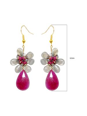 pink silver drop earring - 16704019 - Standard Image - 2