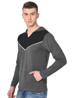grey color block t-shirt - 16704436 - Standard Image - 2