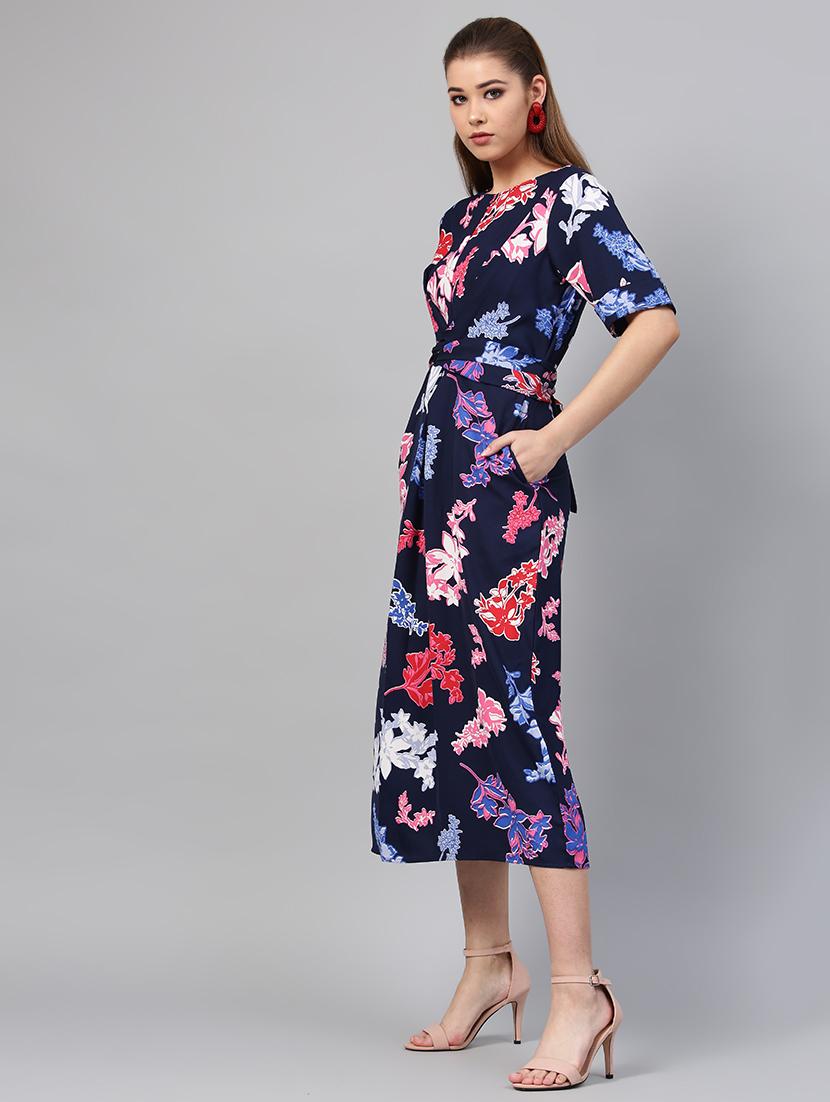front twist detail floral a-line dress - 16704536 - Zoom Image - 2