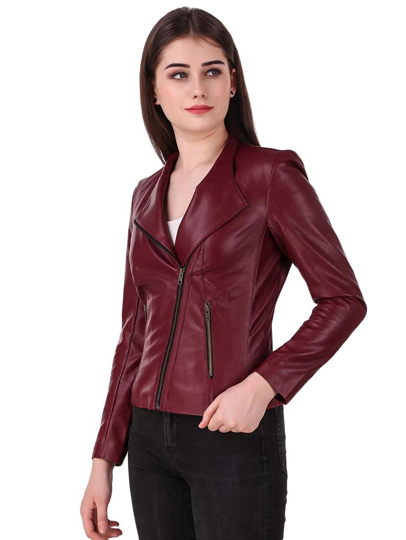 lapel neck leather/leatherette jacket - 16704557 - Zoom Image - 2