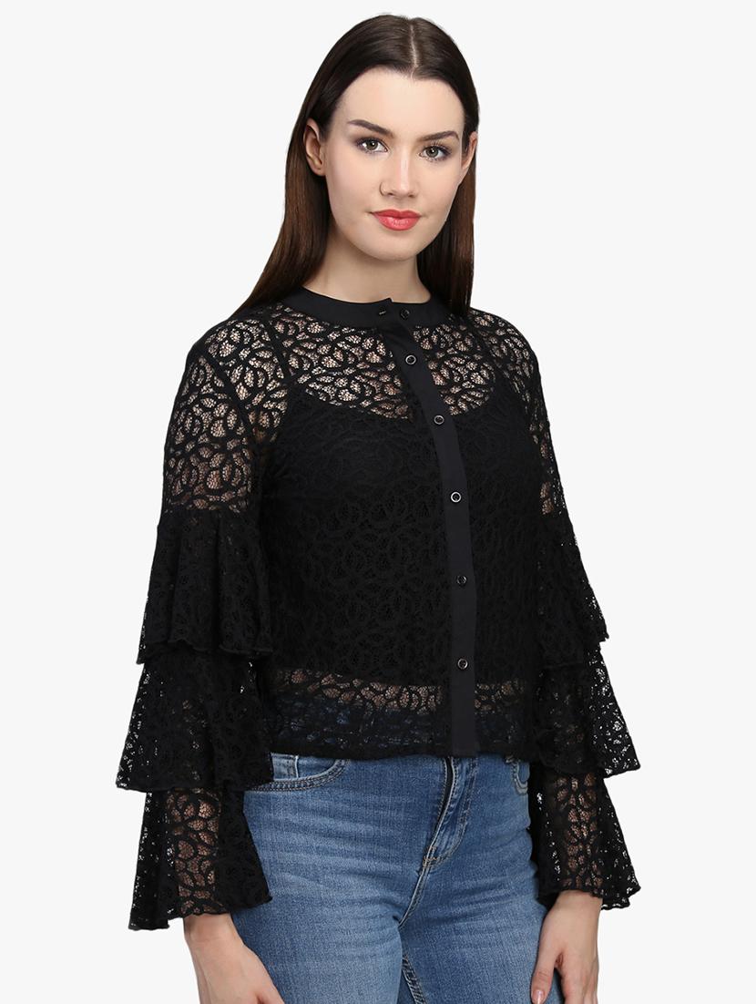 bell sleeved laced shirt - 16705126 - Zoom Image - 2