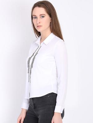 embellished detail solid shirt - 16705415 - Standard Image - 2