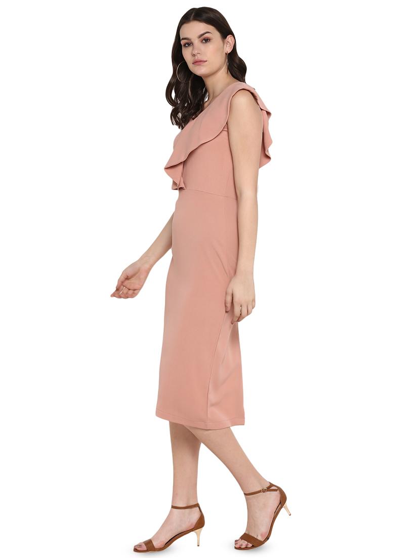 ruffle detail solid sheath dress - 16705549 - Zoom Image - 2
