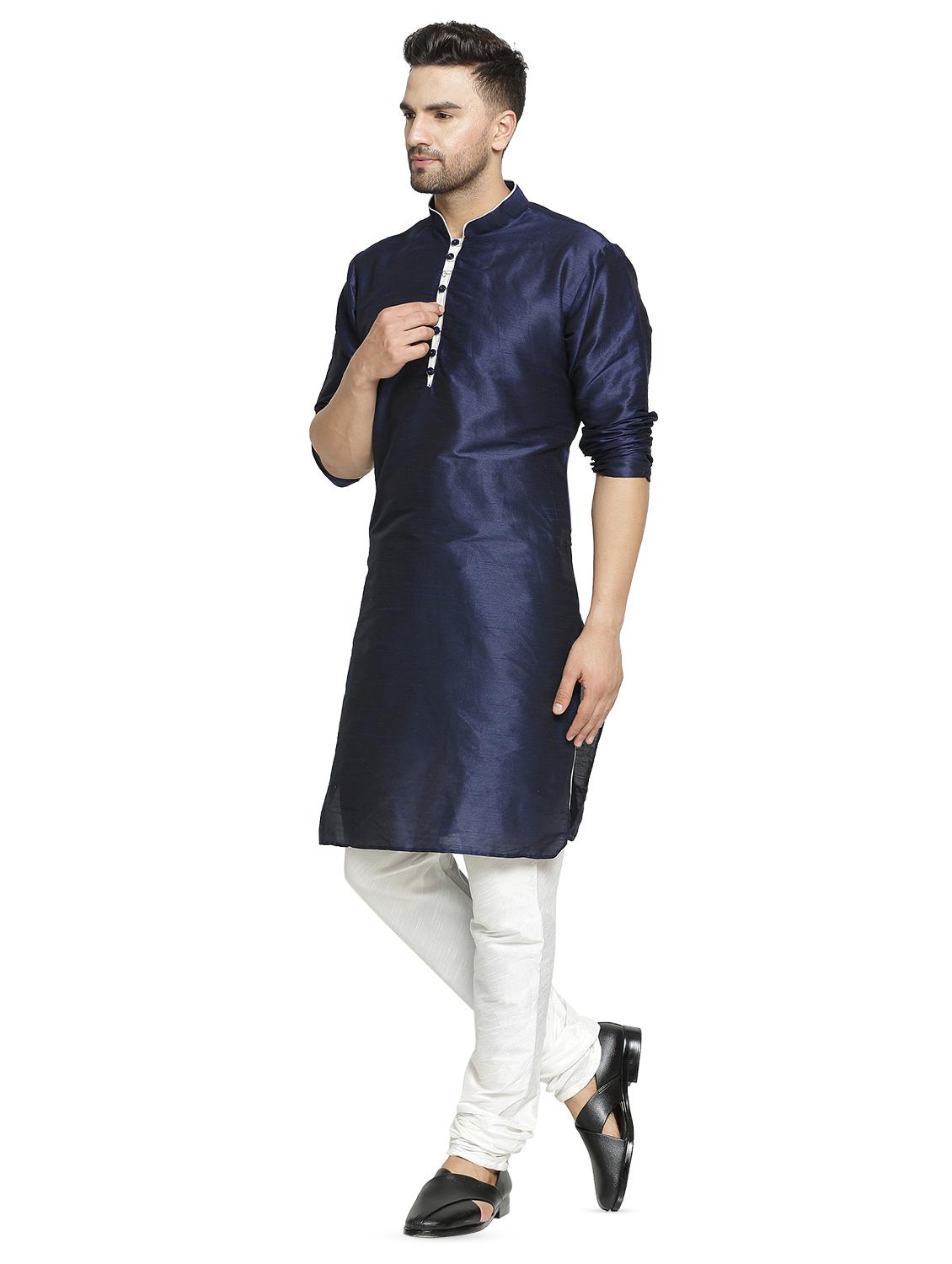 navy blue solid kurta pyjama set - 16705954 - Zoom Image - 2