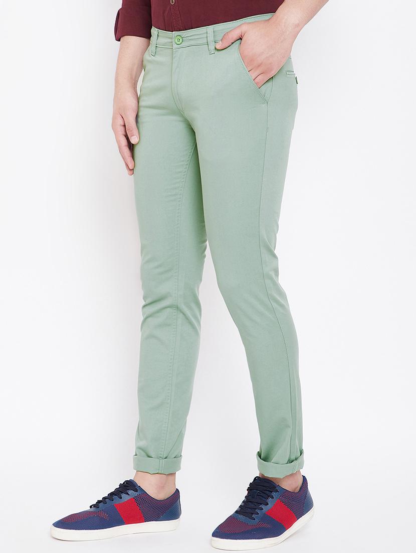 green solid chinos - 16706031 - Zoom Image - 2
