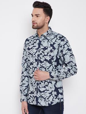 blue printed casual shirt - 16706067 - Standard Image - 2