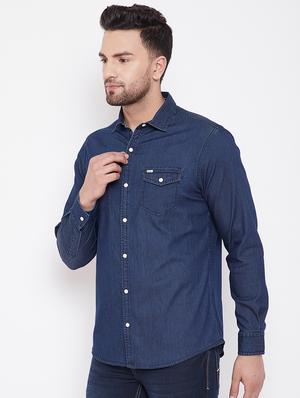 blue solid casual shirt - 16706070 - Standard Image - 2