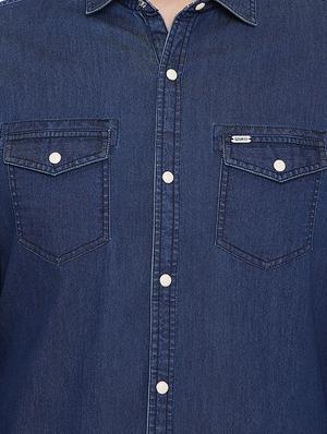 blue solid casual shirt - 16706070 - Standard Image - 5