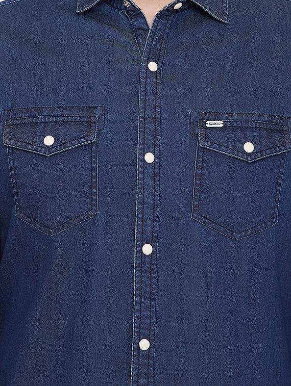 blue solid casual shirt - 16706070 - Zoom Image - 5