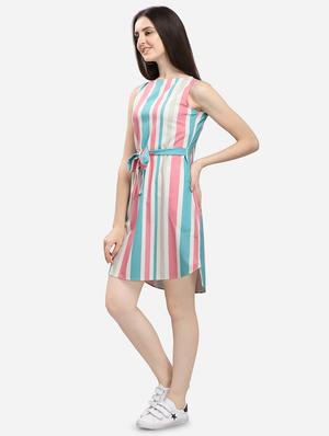 tie front striped a-line dress - 16706225 - Standard Image - 2