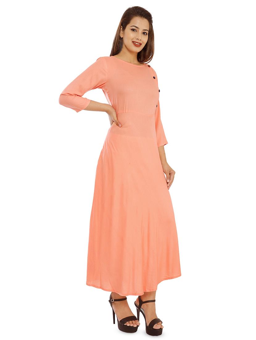solid fit & flared ethnic dress - 16706326 - Zoom Image - 2