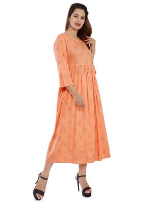 pastel printed flared ethnic dress - 16706329 - Standard Image - 2