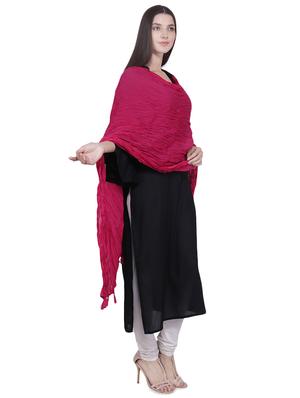 fuchsia cotton crinkled dupatta - 16707523 - Standard Image - 2
