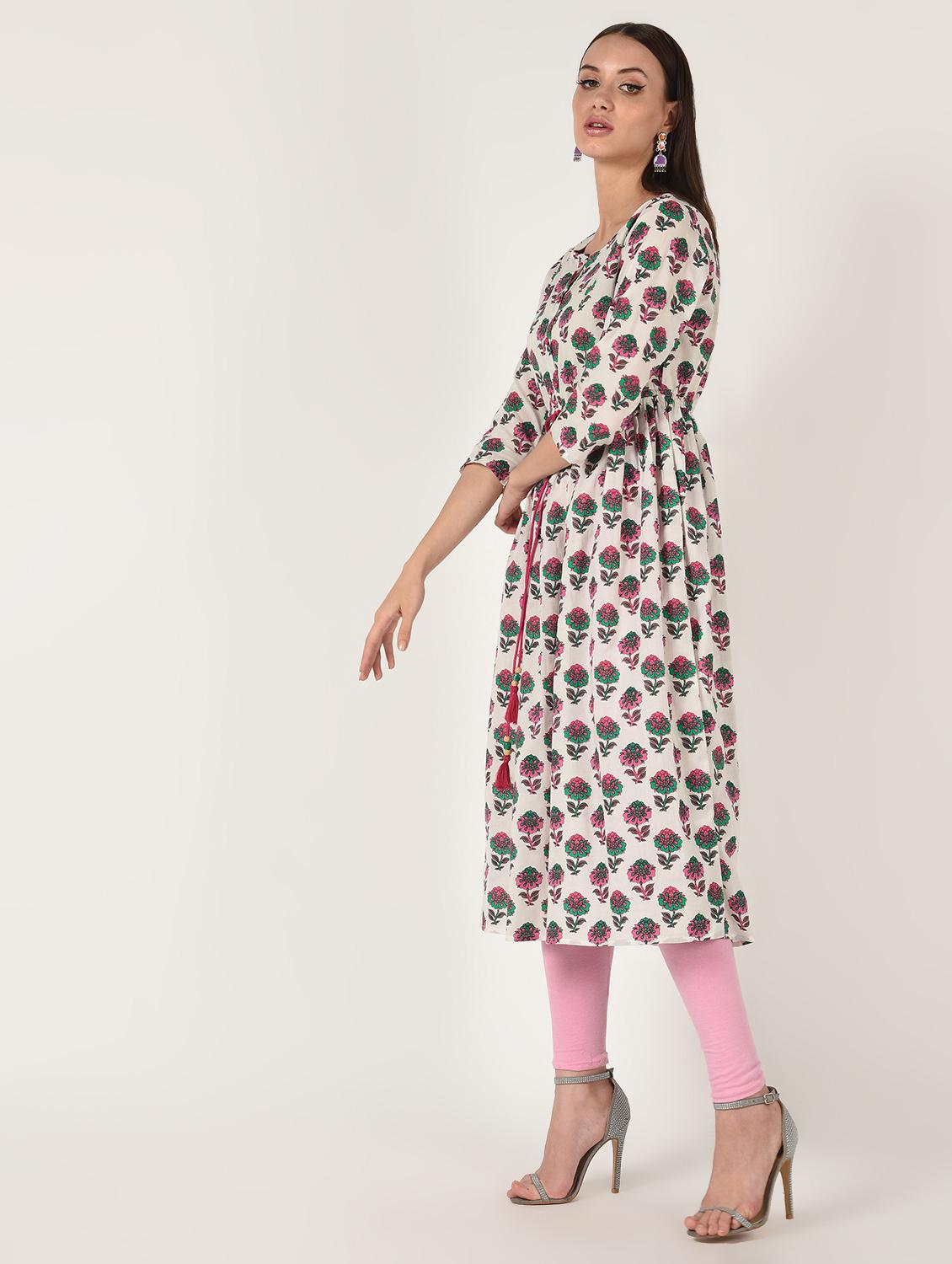 floral flared kurta - 16708021 - Zoom Image - 2