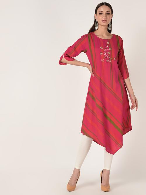 striped asymmetric kurta - 16708023 - Standard Image - 1