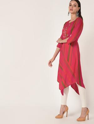 striped asymmetric kurta - 16708023 - Standard Image - 2