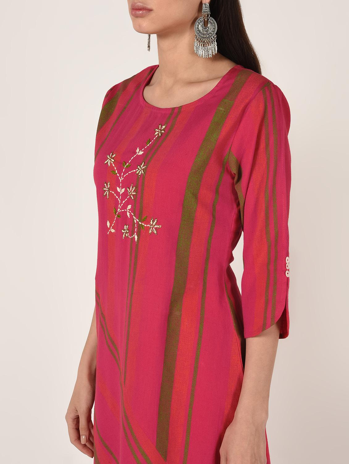 striped asymmetric kurta - 16708023 - Zoom Image - 5