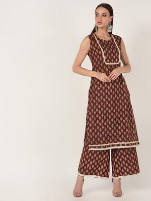 printed kurta palazzo set - 16708030 - Standard Image - 2