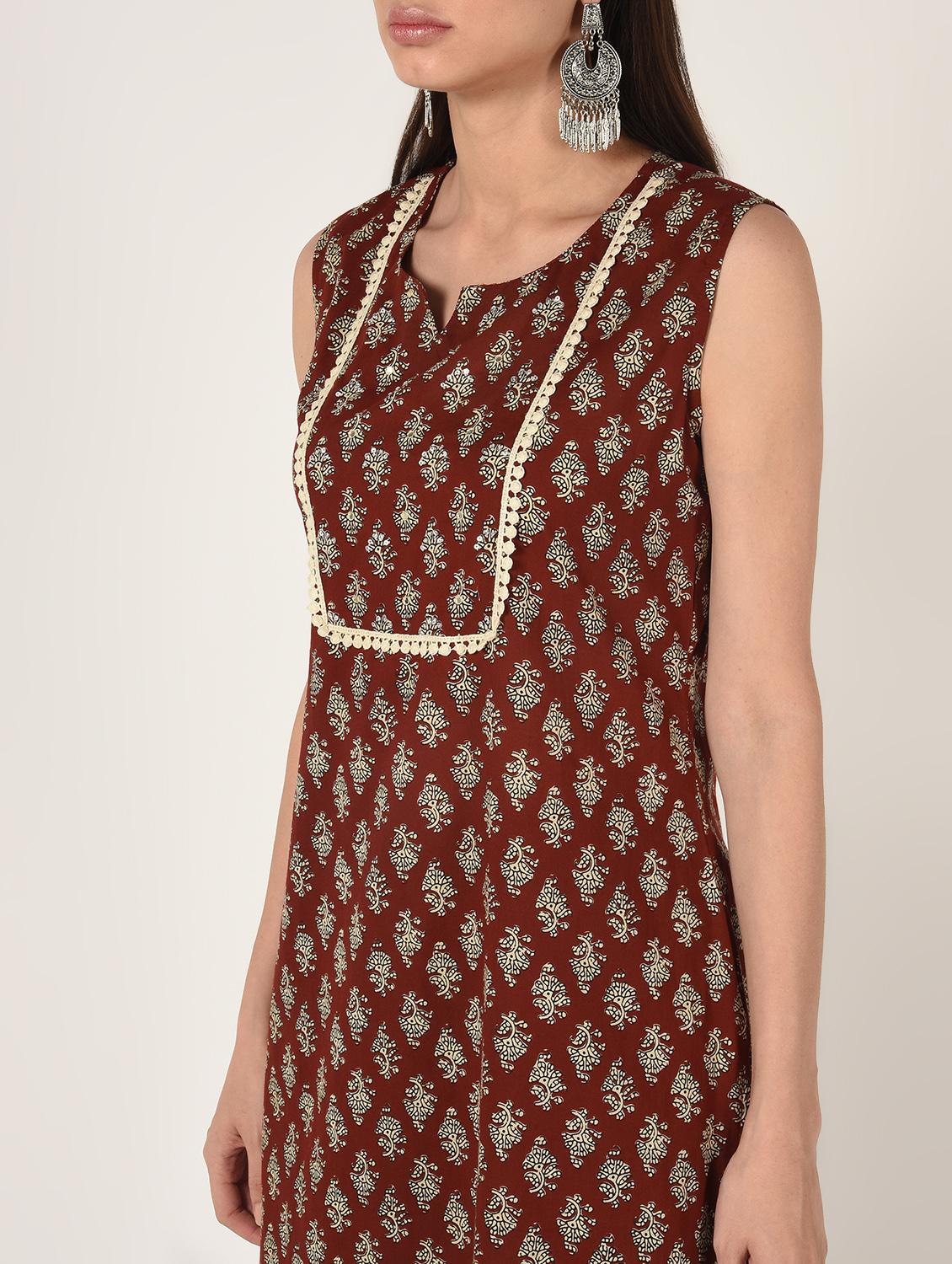 printed kurta palazzo set - 16708030 - Zoom Image - 5