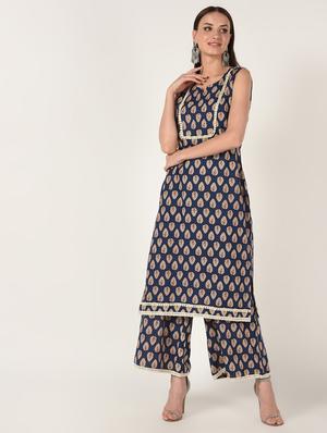 printed kurta palazzo set - 16708031 - Standard Image - 2