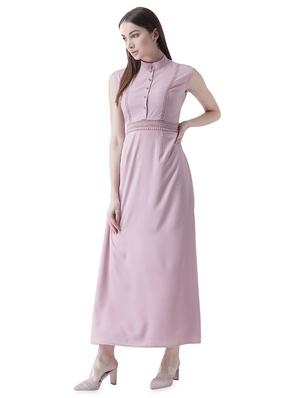 mandarin neck lace insert max dress - 16708302 - Standard Image - 2