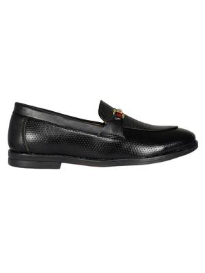 black leatherette formal slip ons - 16708355 - Standard Image - 2