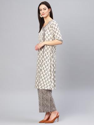 floral printed kurta palazzo set - 16708371 - Standard Image - 2