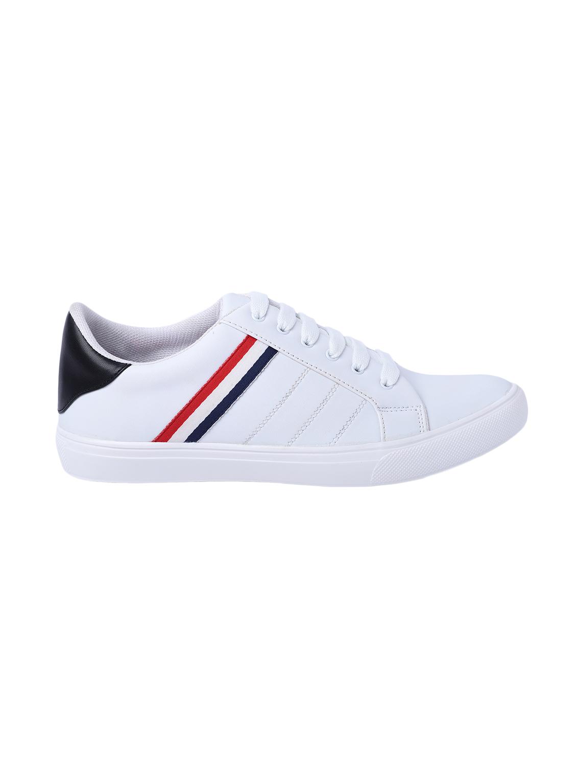 white leatherette lace up sneakers - 16708681 - Zoom Image - 2