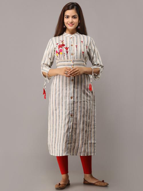 embroidered straight kurta - 16708854 - Standard Image - 1