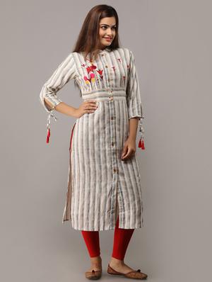 embroidered straight kurta - 16708854 - Standard Image - 2
