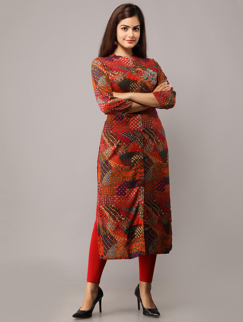 printed straight kurta - 16708858 - Zoom Image - 2