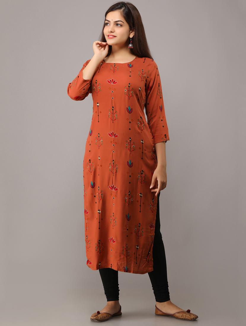 printed straight kurta - 16708863 - Zoom Image - 2
