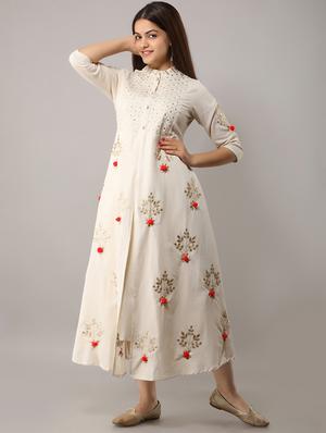 gota work a-line kurta - 16708887 - Standard Image - 2