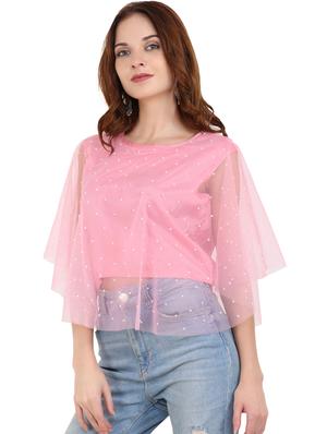 round neck cape sleeved top - 16709330 - Standard Image - 2