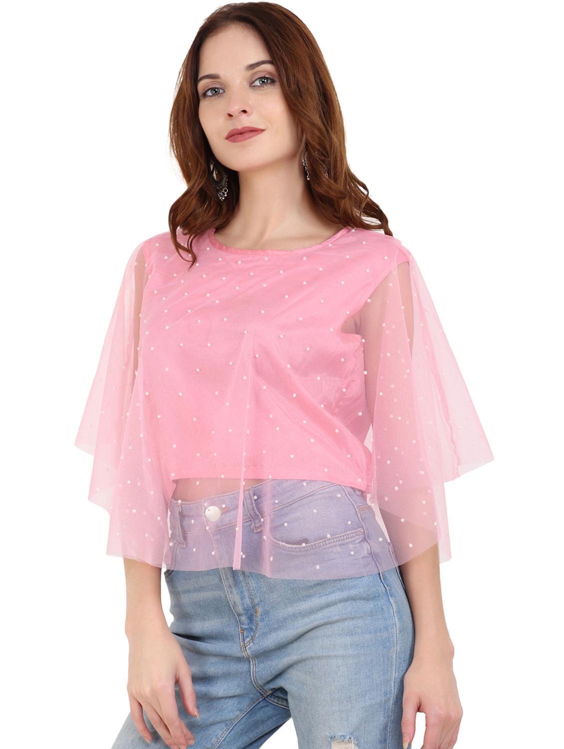 round neck cape sleeved top - 16709330 - Zoom Image - 2