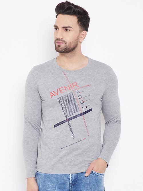 grey typographic chest print t-shirt - 16709391 - Standard Image - 1