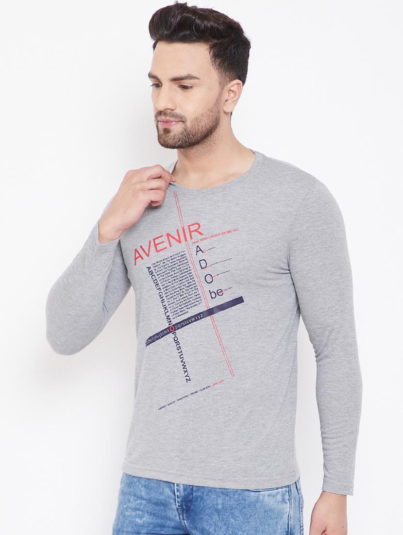 grey typographic chest print t-shirt - 16709391 - Zoom Image - 2