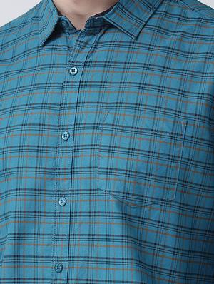 blue checkered casual shirt - 16709414 - Standard Image - 5