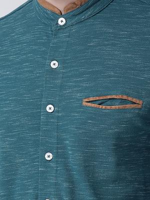 blue self design casual shirt - 16709432 - Standard Image - 5