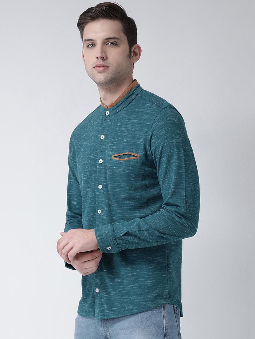 blue self design casual shirt - 16709432 - Zoom Image - 2
