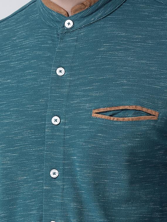 blue self design casual shirt - 16709432 - Zoom Image - 5