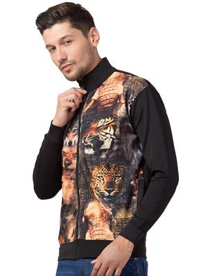black printed casual jacket - 16709800 - Standard Image - 2