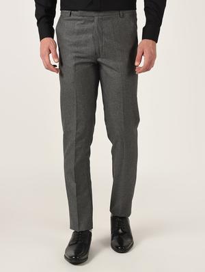 grey textured flat front formal trouser - 16709818 - Standard Image - 2