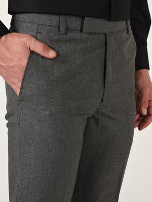 grey textured flat front formal trouser - 16709818 - Standard Image - 5