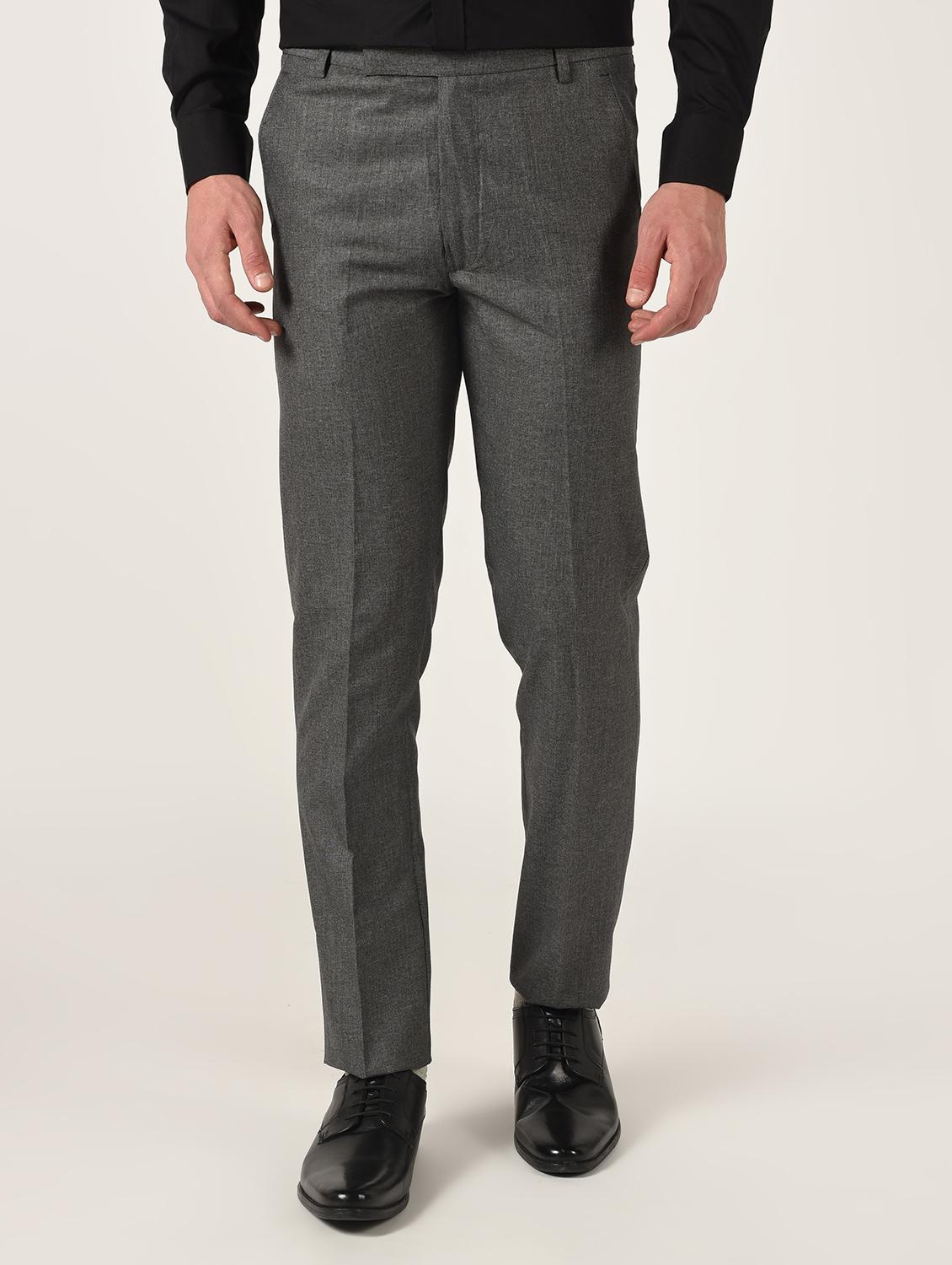 grey textured flat front formal trouser - 16709818 - Zoom Image - 2