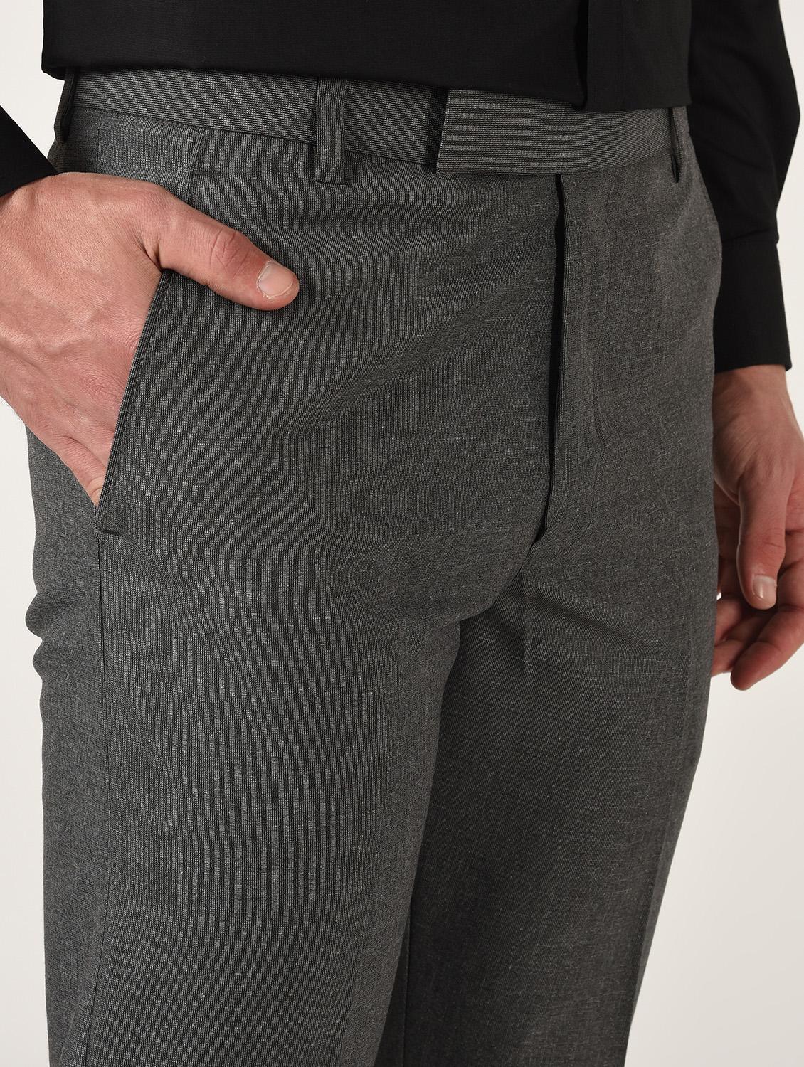 grey textured flat front formal trouser - 16709818 - Zoom Image - 5
