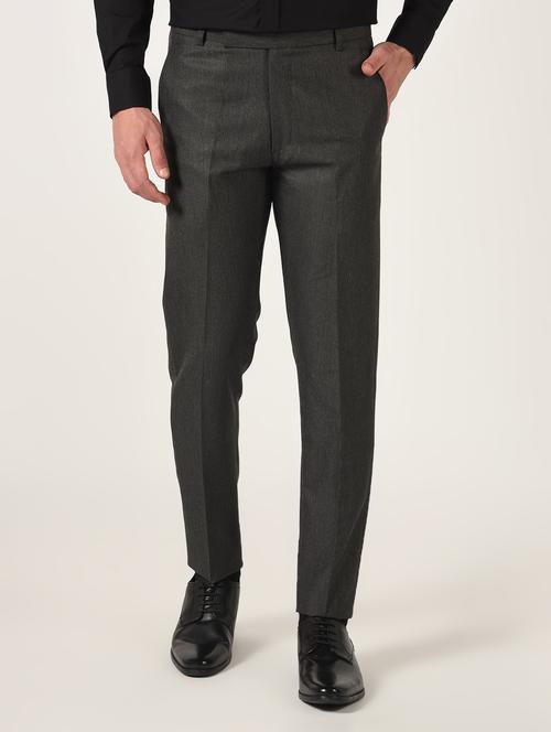 grey textured flat front formal trouser - 16709819 - Standard Image - 1